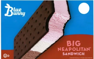 BIG Neapolitan Sandwich -- Blue Bunny  |  24 per case  |  6 oz each  |  $1.25 per unit