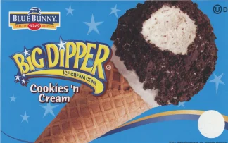Big Dipper Cone Cookies 'N Cream -- Blue Bunny  |  24 per case  |  4.3 oz each  |  $1.17 per unit