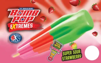Extremes Super Sour Strawberry -- Bomb Pop  |  12 per case  |  4.5 oz each  |  $1.18 per unit